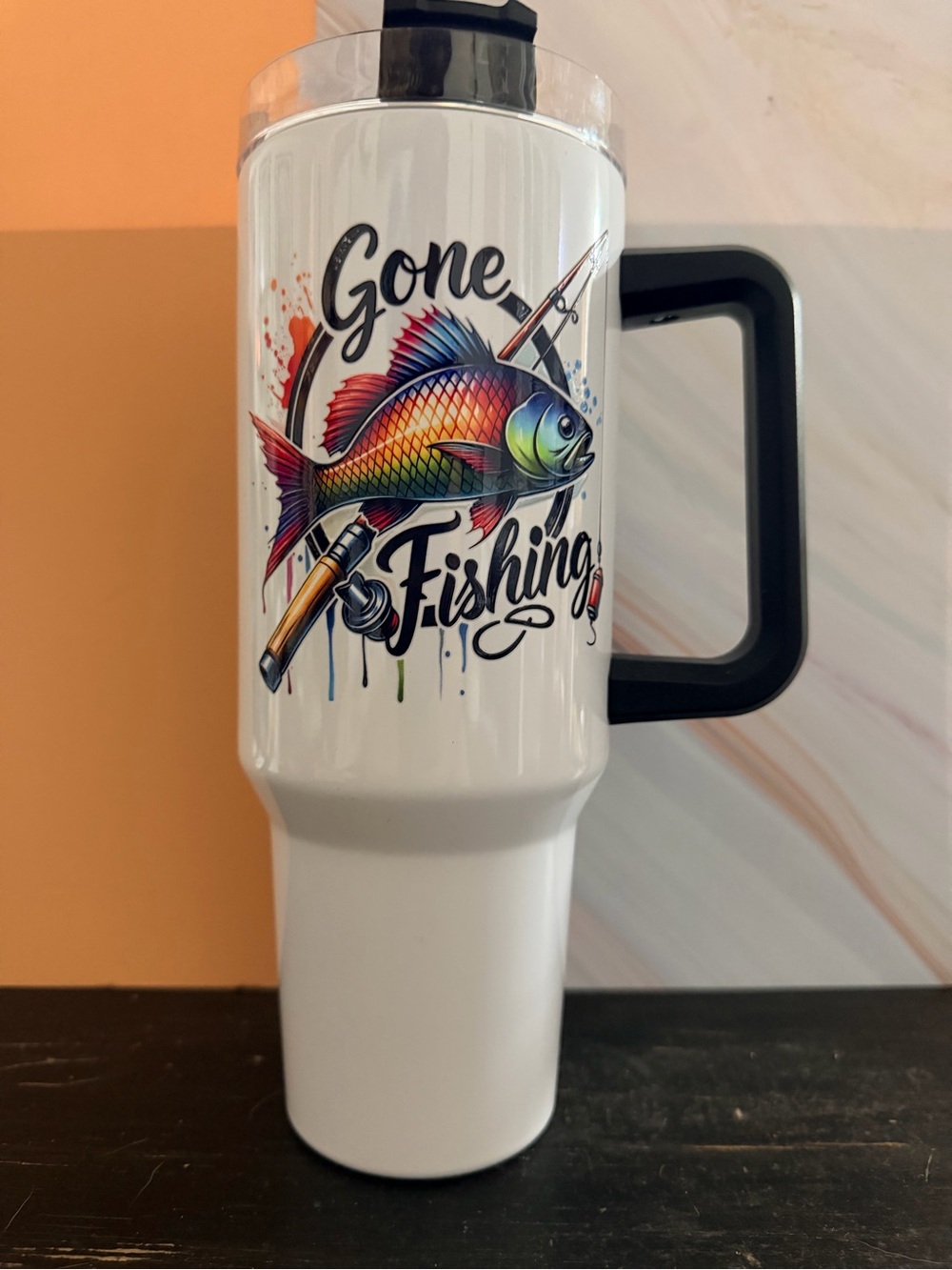32 oz Stainless Steel Tumbler “Gone Fishing” fisherman’s gift